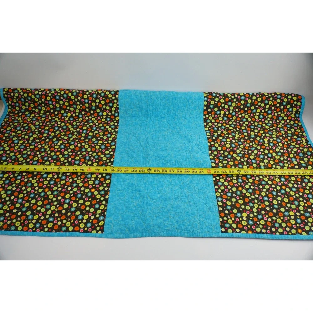 Piecemakers by the Bay Quilt 47x48 Green Blue Star Dot Cotton Excellent